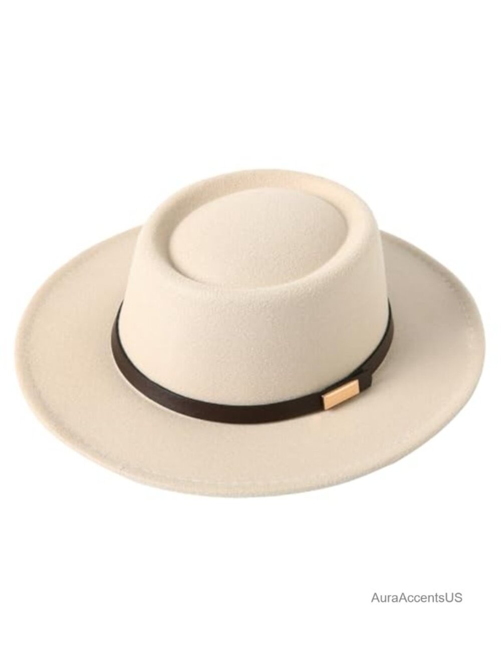 Wide Brim Wool Fedora Hat Belt Buckle Felt Panama Jazz Hat for Women